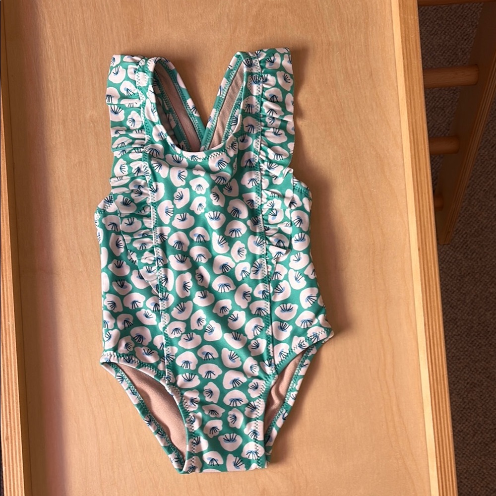 Tea Collection Green and White One Piece Swim